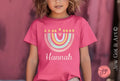 Personalized Hanukkah Shirt with Menorah, Girl shirt, add name, custom gift, tshirtnKids Heavy Cotton Tee, hanukkah gifts, designs, israel