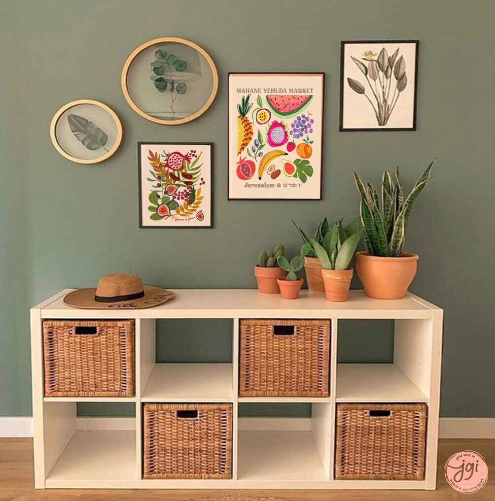 Fruit Market Jerusalem Wall Art Poster Print Jewish art, Israel gift Jewish gift Hand drawn art, aesthetic gifts Israel poster, prints, shuk