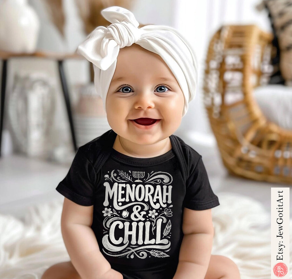 Hanukkah Shirt Sweatshirt • Menorah and Chill • Jewish Chanukah Gift • Menorah Design Men & Women Israeli Artist Hanukkah Apparel