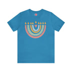 Hanukkah Menorah Shirt, Unisex Heavy Cotton Tee, Hanukkah, hanukkah gifts, Jewish gift, Israel art chanukah woman shirt flower tshirt Israel
