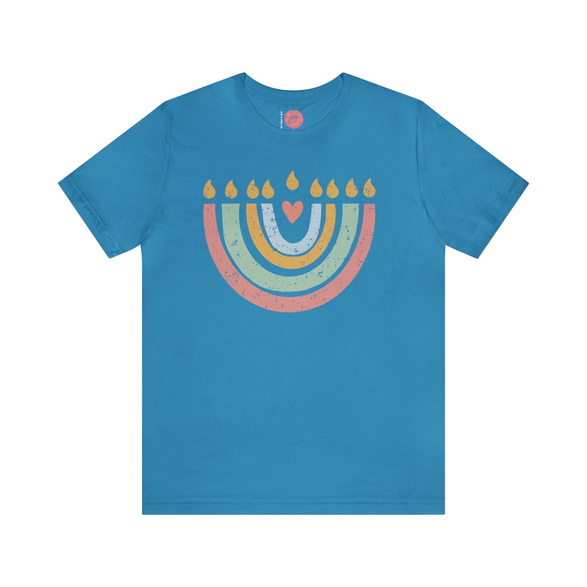 Hanukkah Menorah Shirt, Unisex Heavy Cotton Tee, Hanukkah, hanukkah gifts, Jewish gift, Israel art chanukah woman shirt flower tshirt Israel