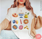 Hanukkah Tshirt unisex Latke Menorah Donut Shirt woman, man shirt, jewish gift, Israel, Design Jewish Shirt Chanukah Israeli Artist Holiday