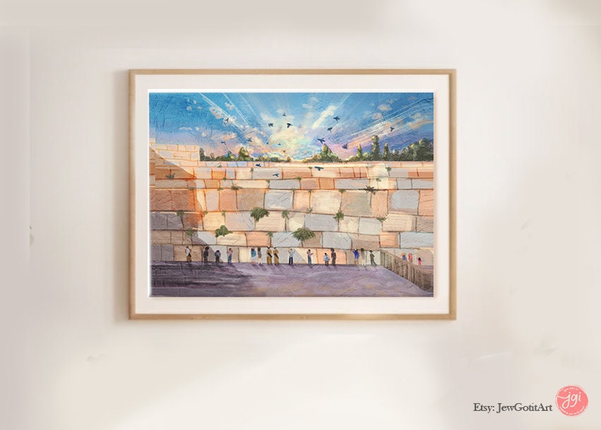 Jerusalem Kotel Art Print: Western Wailing Wall, Israeli Artist, Matte Finish