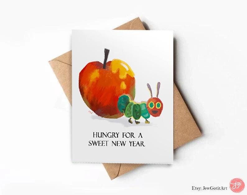 Rosh Hashanah Greeting Card Set by Israeli Artist AM Yisrael Chai Jewish New Year Shana Tova Holiday Cards Gifts Apple Honey Jewish Holiday