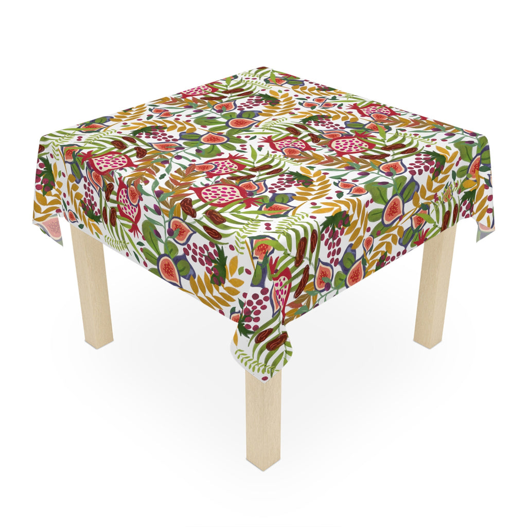 7 Species of Israel Tablecloth, table cloth square, Fruit art Home decor, Shabbat shalom Israel art, small table cloth Pomegranate gifts