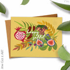 8 Sukkot Holiday Greeting Cards, Israel art, fruits Israel, Lulav Etrog, Art Jewish Holiday Greeting Cards, Sukkah, feast of tabernacles