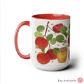 Apple & Honey Red Mug - 11oz or 15oz Ceramic Personalized  Gift for Rosh Hashanah | Israeli Artist | Am Yisrael Chai Jewish Art from Israel