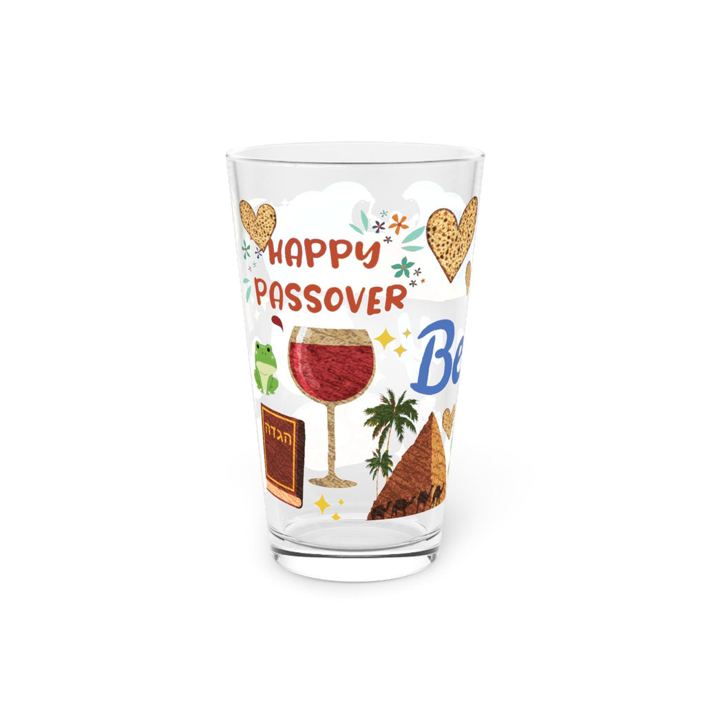 Passover Pint Glass 16oz Kids Gift Adult Jewish Holiday Drinkware Seder Table Decor Pesach Beer Mug Matzah Judaica Kitchen Gift Israel Art