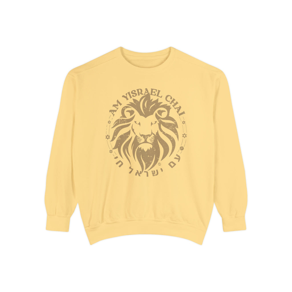 Am Yisrael Chai Sweater Lion Zion Unisex Garment-Dyed Sweatshirt Stand Israel Jewish Hanukkah Gifts Israelite Proud Jew Pride Vintage Art