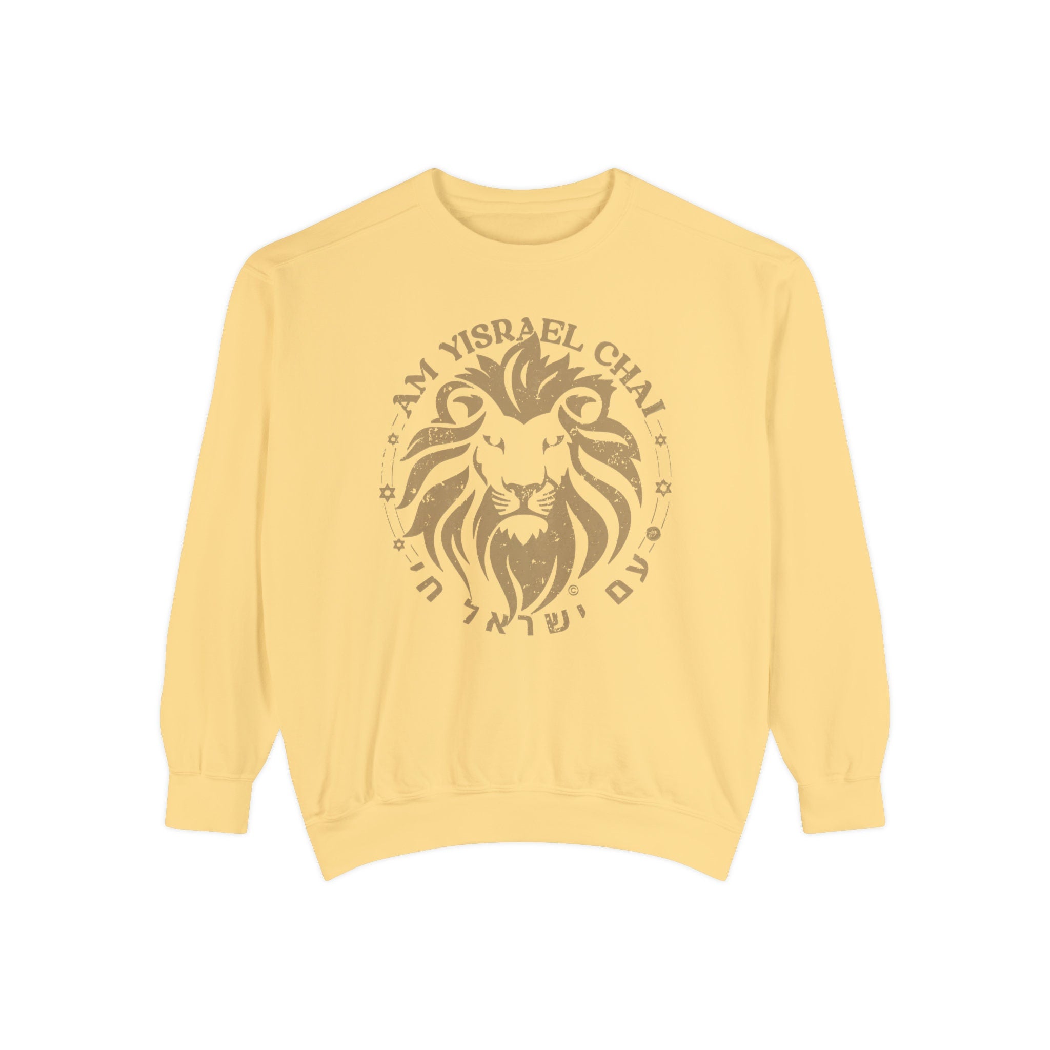 Am Yisrael Chai Sweater Lion Zion Unisex Garment-Dyed Sweatshirt Stand Israel Jewish Hanukkah Gifts Israelite Proud Jew Pride Vintage Art