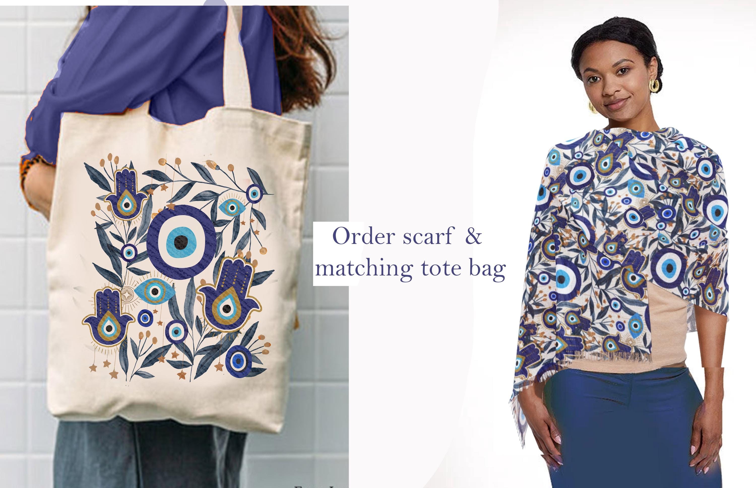 Evil Eye Hamsa Tote Bag Jewish Art Am Yisrael Chai jewish gift Israeli Artist Rosh Hashanah Jewish Holiday Gifts Art cotton bag Eyes Art