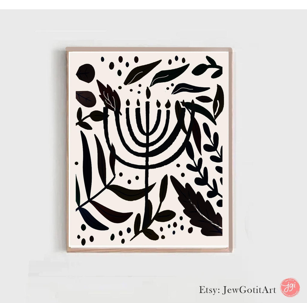 Menorah Hanukkah Art Poster Menorahs Am Yisrael Chai Jewish Gift Israeli Artist Gift Jewish Gifts Wall Art Poster Israel Art Minimal Art