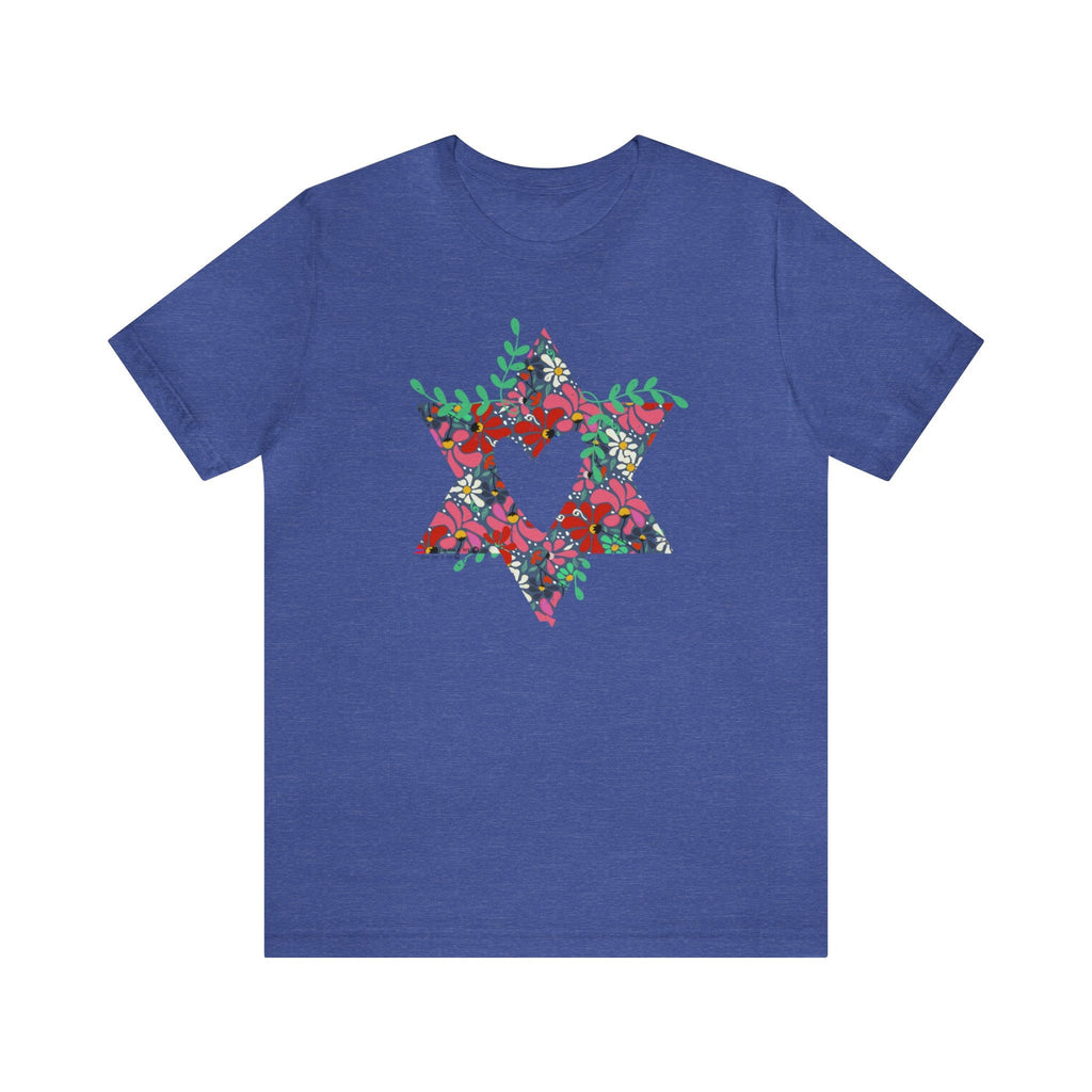 Flower Star David Shirt Unisex Jersey Short Sleeve Graphic Tee, vintage shirt, israel, art, jewish gift Israelite, Israeli Pride, Proud Jew
