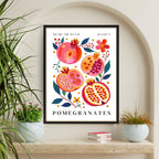 Pomegranate Wall Art Print Israeli Fruit Art for Kitchen or Dining Room Framed Israel Artwork Jewish Home Decor Mediterranean Style Art