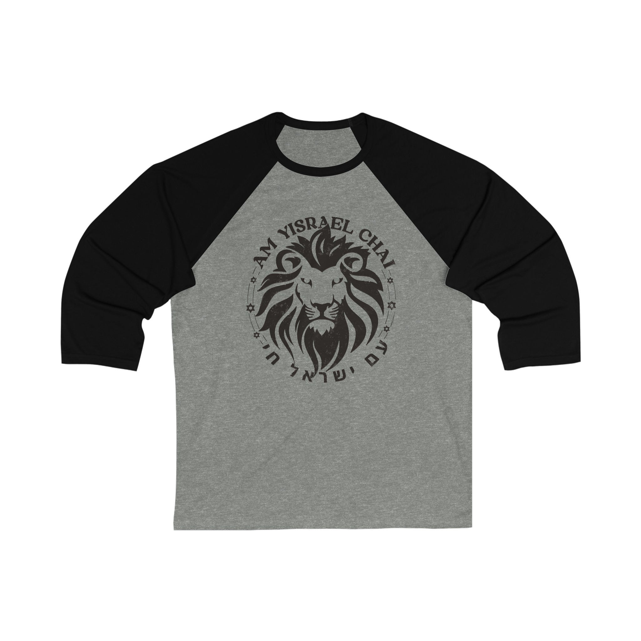 Lion Zion Am Yisrael Chai Unisex 3\4 Sleeve Baseball Tee, Red shirt, jewish art, graphic tee, stand with israel, jewish art israel israelite