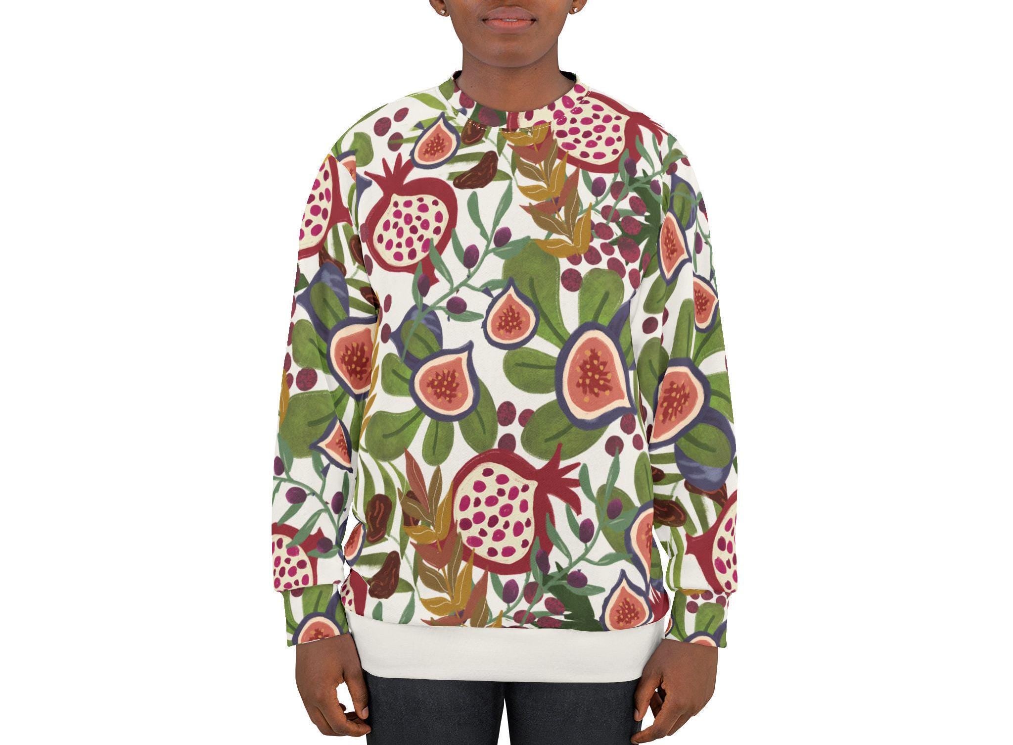 7 Species of Israel T-Shirt or Sweatshirt Am Yisrael Chai Graphic AOP Jewish Holiday Gift Israeli Artist Design Fruit Shirt Jewish Holiday