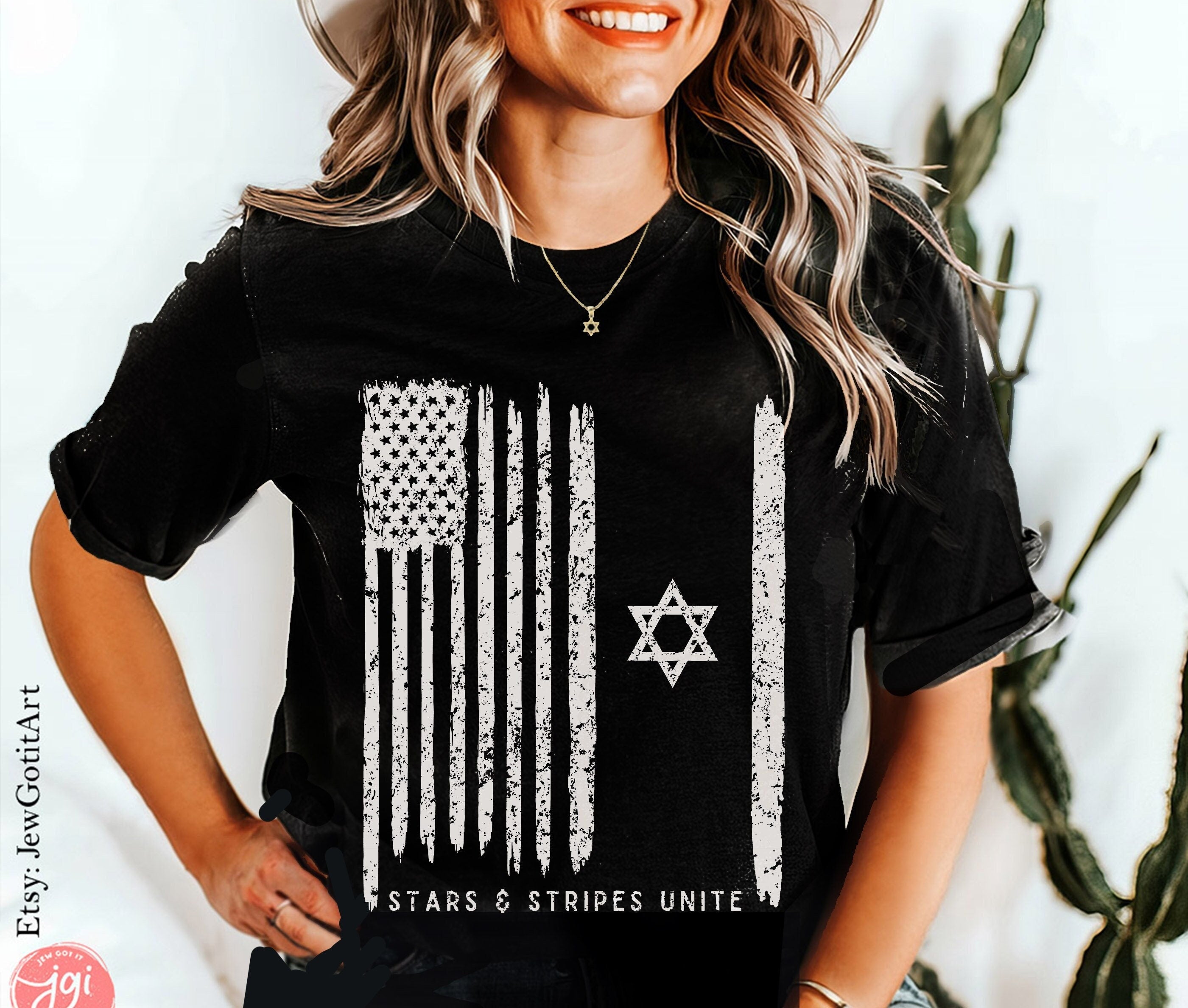 USA & Israel Tshirt, Unisex shirt graphic tee shirt israel Art jewish, jewish gift Israelite Israeli Pride, Proud Jew Stars Stripes America